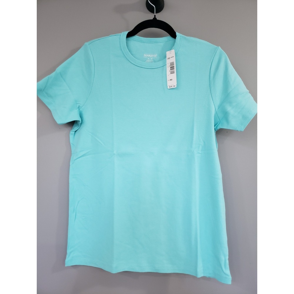 NEW Pendleton Womens 100% COTTON Blue Short Sleeve Tshirt Classic Basic Solid
